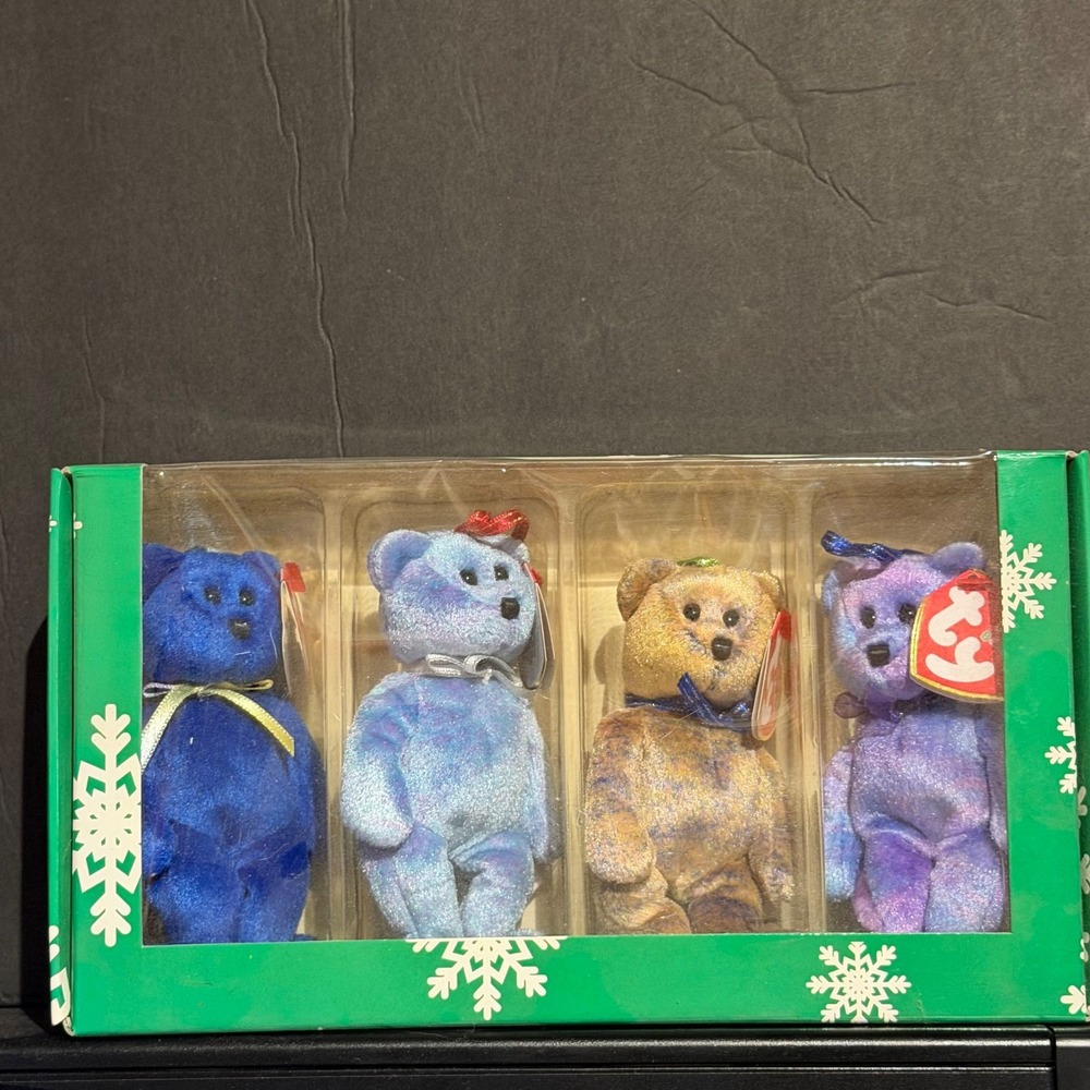 Happy Holidays Jingle Beanies Ty Beanie Babies 5" Clubby Bear Ornaments